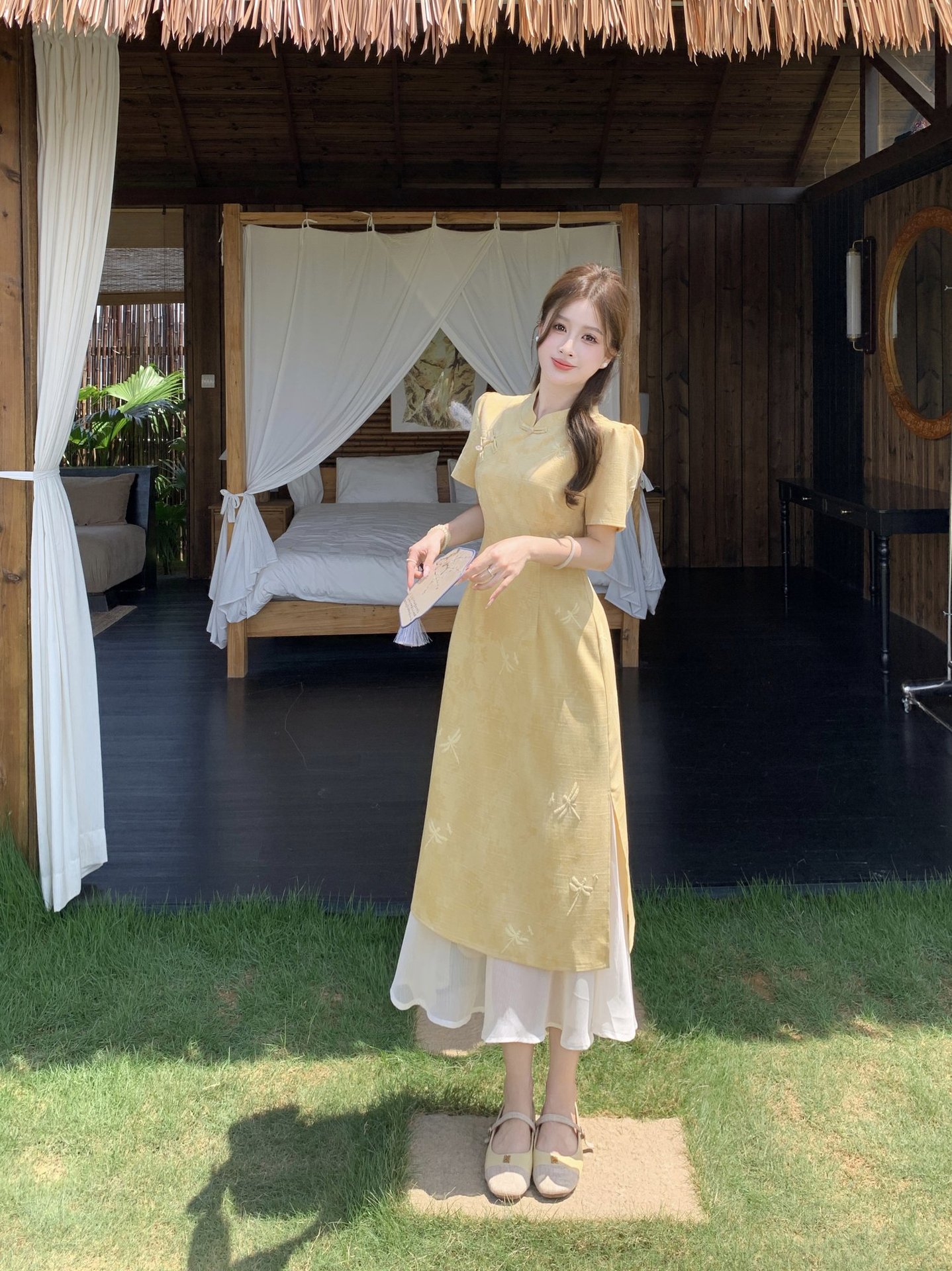 GraceChic New Chinese National Style Buttoned Cheongsam For Women Summer Plus Size Slimming High-end Elegant Long Dress_voghion.com