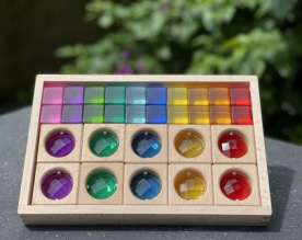 Acrílico 100 Arco Iris gema transparente bloques de construcción gran cubo partículas montaje bebé juguetes educación temprana