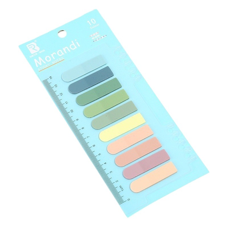 En stock Morandi color nota pegatinas transparente PET índice pegatinas regla marcador impresión N veces pegatinas al por mayor