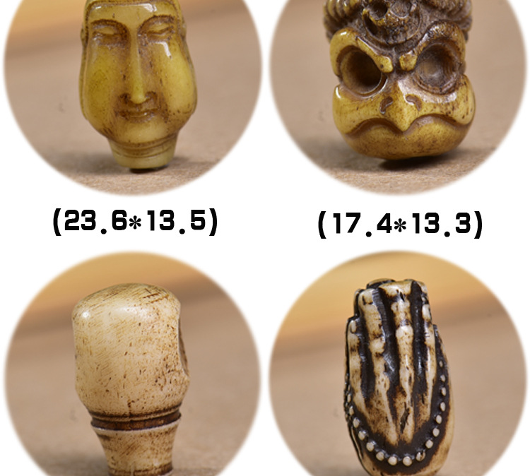 Xizang-Style Yak Bone Carving Accessory DIY Semi-Finished Three-Way Cloud Pendant Spacer Bead Waist Bead Jewelry
