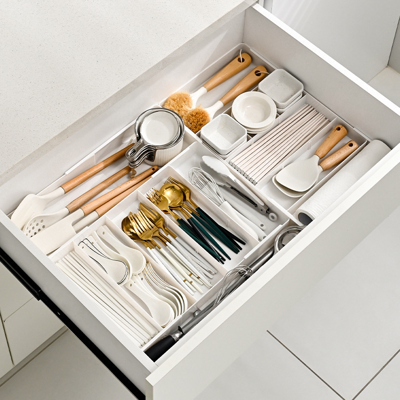伸縮可能な引き出し収納ボックス家庭用キッチン引き出し化粧品オフィス文房具プラスチック文房具収納ボックス|undefined