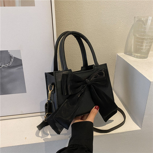 Solid color retro bag for women 2022 new trendy fashion handbag simple casual crossbody bag bow shoulder bag