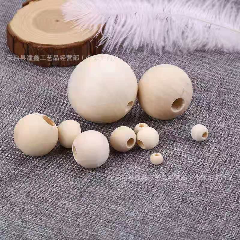荷木有孔圆珠禾木原木色尺寸DIY手工串项链饰品散珠配件厂家批发