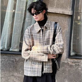 小香风外套男2024秋冬季新款日系复古cleanfit潮流青少年宽松夹克