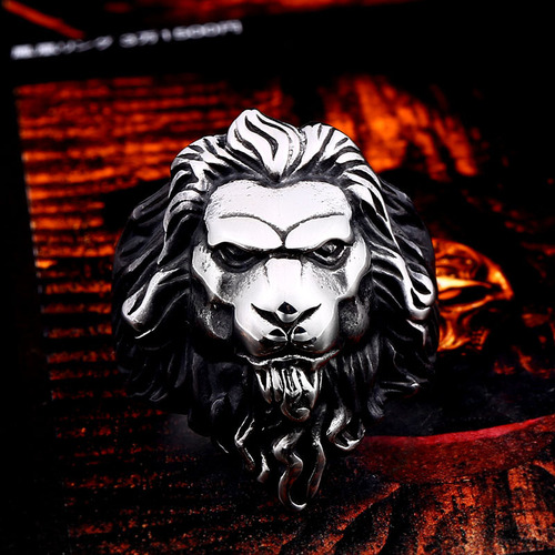 beier foreign trade stainless steel domineering lion men's ring wholesale cross-border trendy men's fashion animal titanium steel ring
