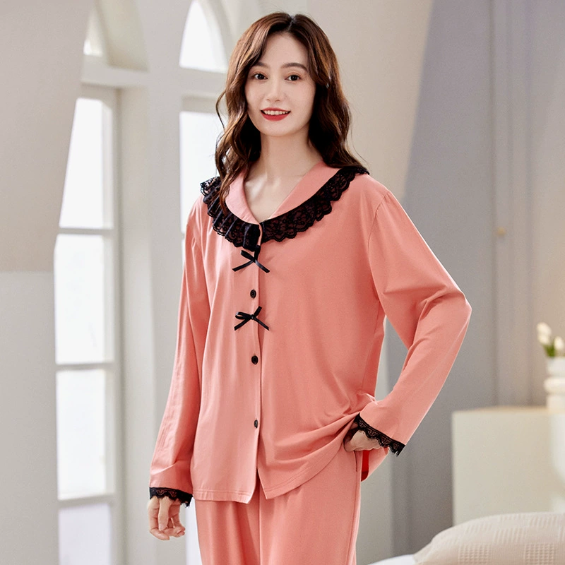 Pijama, long-sleeve, trousers, thin elastic set for leisure