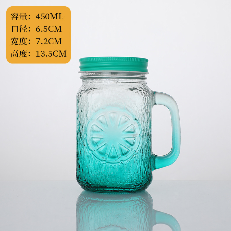 Tazas Mason con mangas de paja tazas de jugo creativas tazas de agua de vidrio de arena de color gradiente