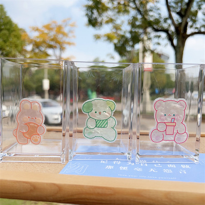 可愛透明筆筒高顏值少女心大容量簡約筆筒ins風學生桌面收納筆筒