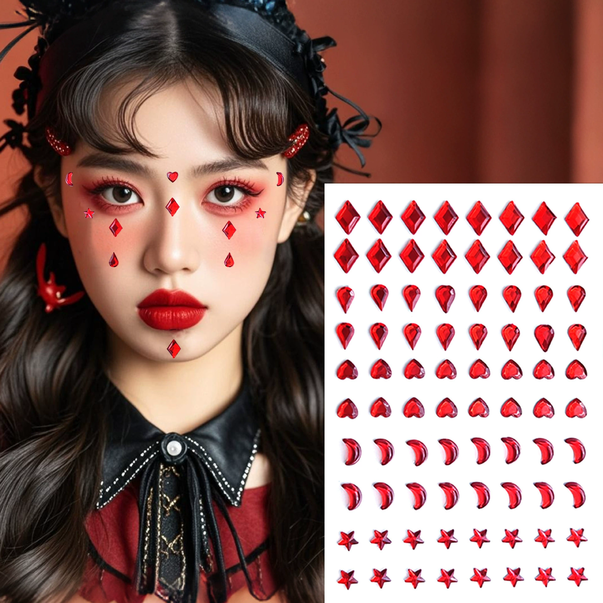 Праздничный Хэллоуин макияж кос stickers с алмазами, поддельные шрамы, татуировки на концерте, наклейки на лицо, аксессуары, горная корень сломанные алмазы, кровь и слезы алмазы