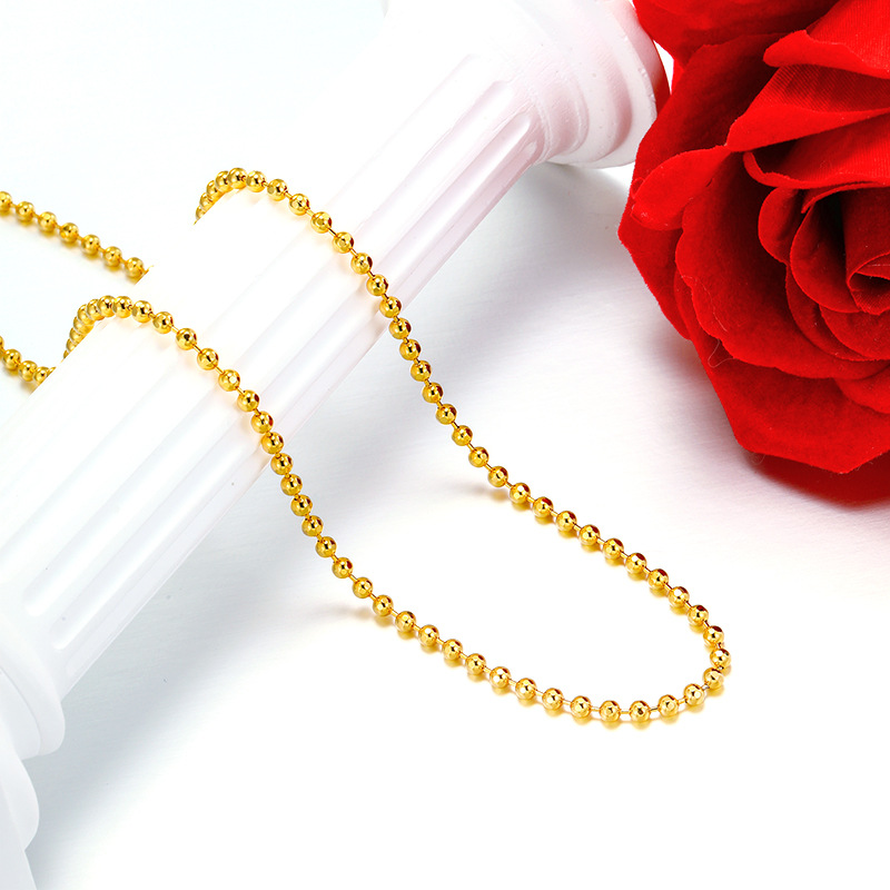 Xuping nueva moda simple aleación de cobre chapado 24k collar de esferas geométricas clásicas diarias fáciles de poner cadena simple