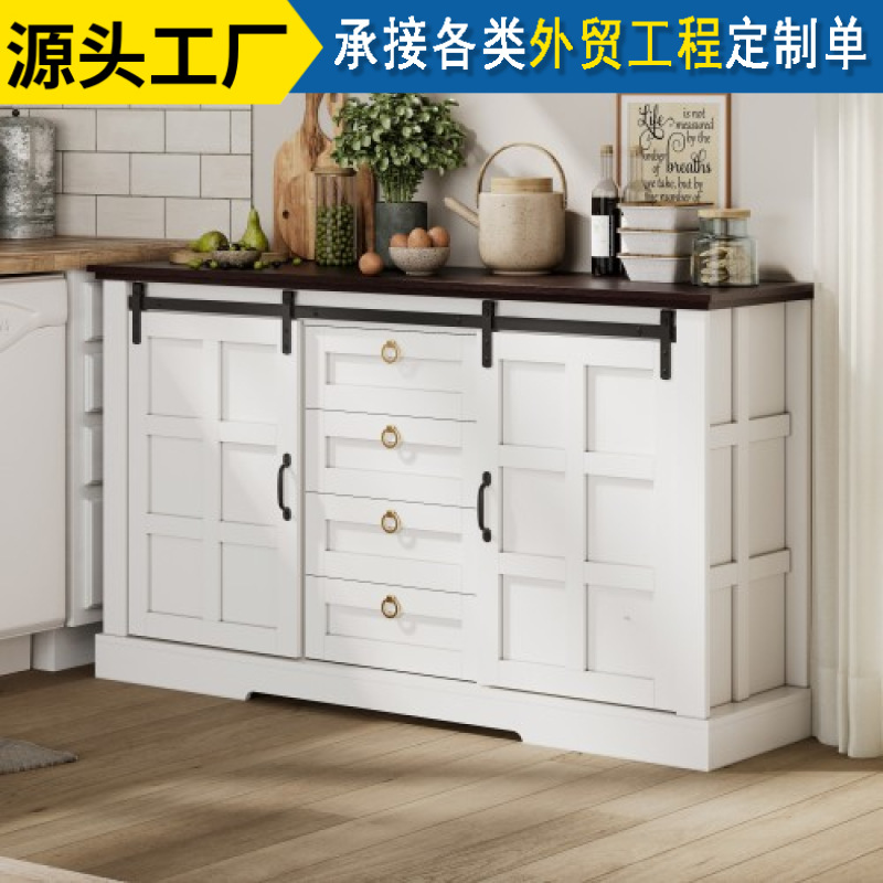 板式电视柜控制台桌带储物空间热销带滑轨谷仓门跨境餐边柜收纳柜