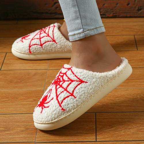 New Halloween Spider Cartoon Warm Winter Cotton Slippers for Men and Women, Couple Home Interior Cotton Slippers Wholesale