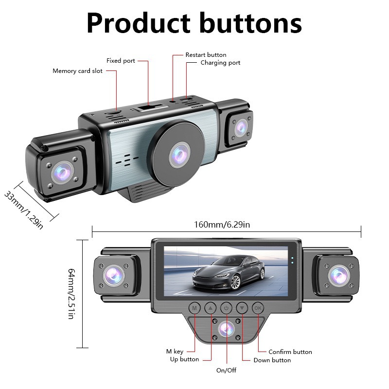 Cross-border bestseller: Five-camera dashcam with WiFi, enhanced infrared night vision, and hidden design