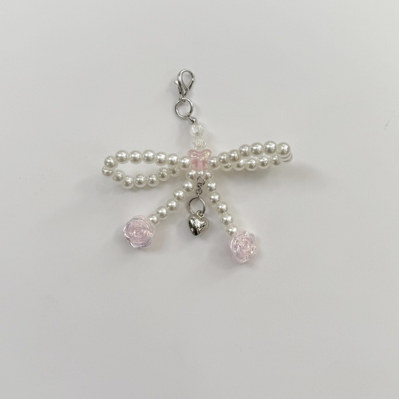 Hole Rose Handmade Pearl Bow Mobile Phone Chain Bracelet Necklace Earrings Hairpin DIY Jewelry Pendant