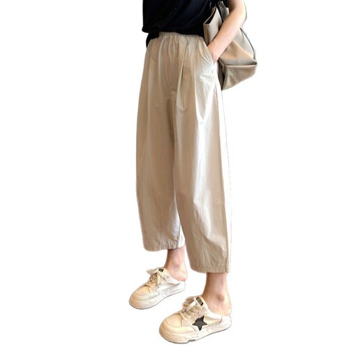 Art Deco Retro Petite Turnip Leggings for Women 2025 Summer Stretch Waist Slip-On Pants Loose Nine-Tenths Father Pants