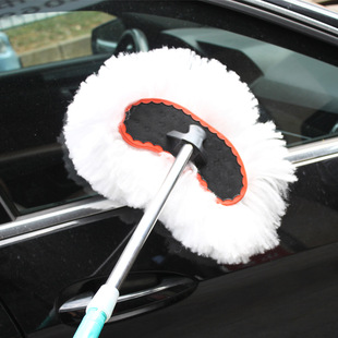 Auto supplies milk silk car wash brush soft wool stainless steel rod car telescopic brush cleaning tools