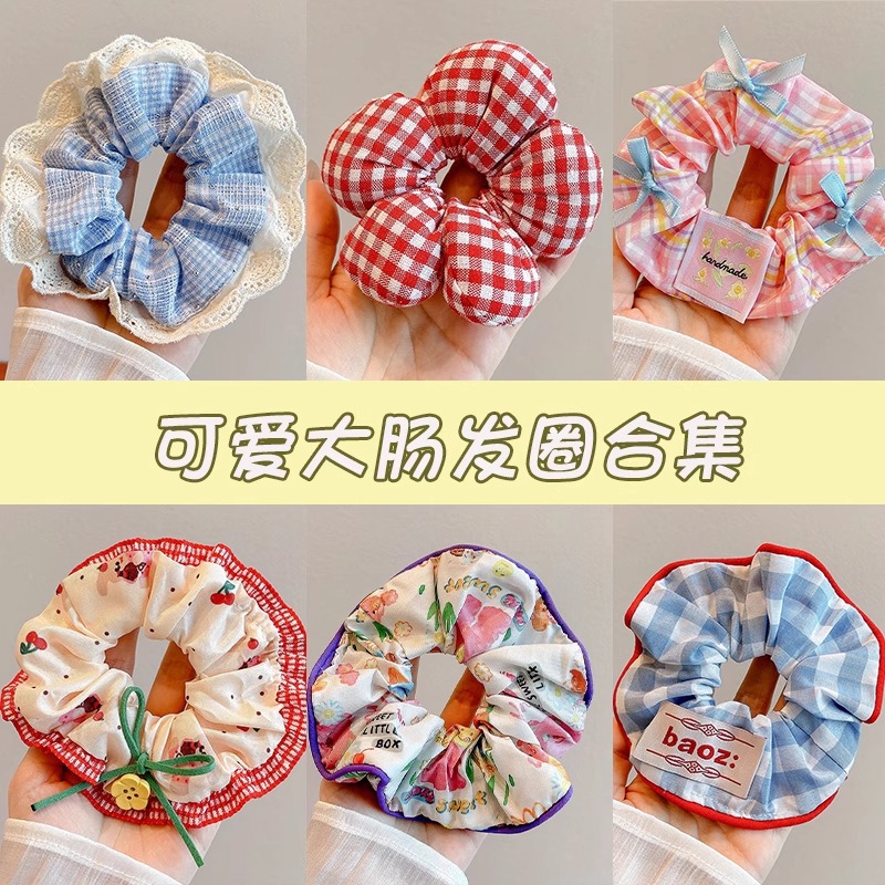 Colección de anillo de cabello lindo de intestino grande de verano de cola de caballo de cabeza de cuerda de flor de cabeza de niña universitaria estilo de alto valor de belleza joyería de cabello