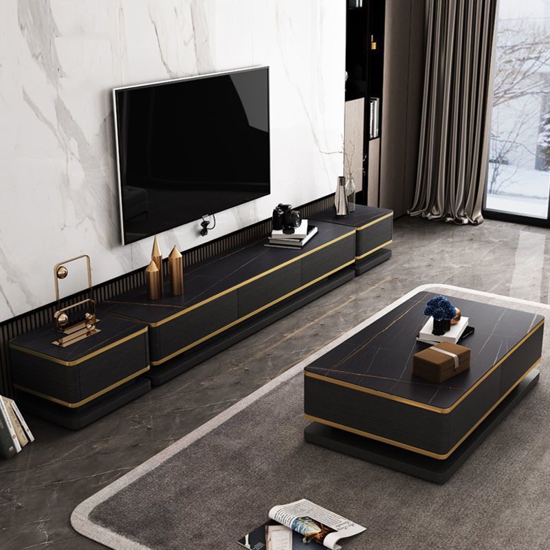 Light Luxury Slate Tv Cabinet Coffee Table Combination Modern Simple Living Room Home Small Apartment High-End Floor-Standing Tv Cabinet