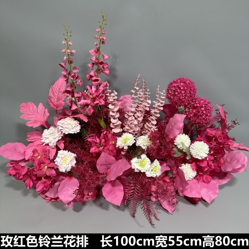 Flor de la boda de la flor Chiyeya rosa roja fila de orquídeas fila de flores bosque escena de compromiso decoración de la boda fondo de decoración