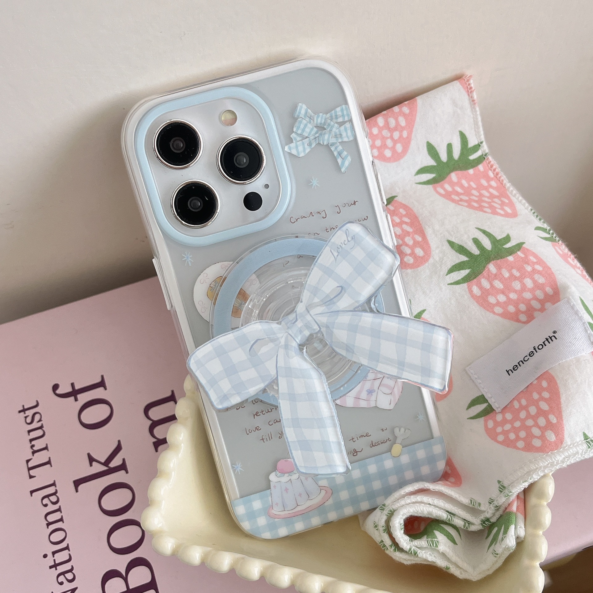 Azul fresco para Apple 16ProMax funda para teléfono móvil 15Pro magnético 14/13 femenino 15PM lazo 16