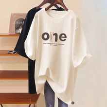 2025夏季欧货洋气减龄下身失踪短袖T恤女宽松大版中长款上衣ins潮