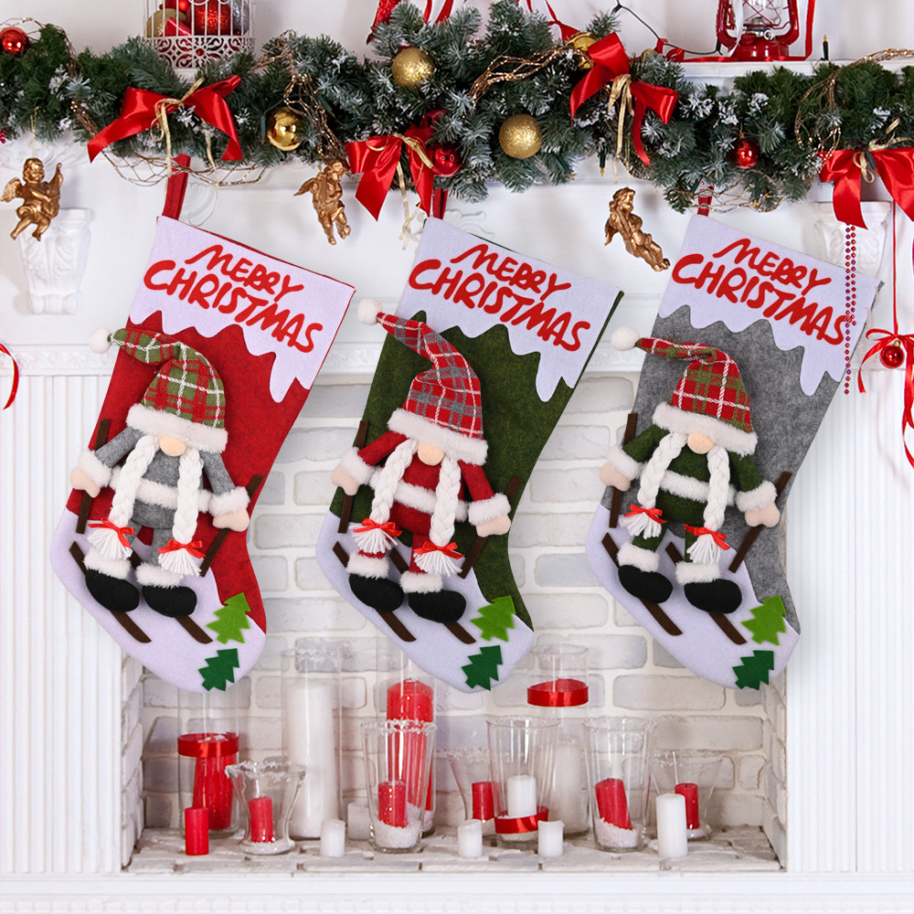 Forniture per decorazioni natalizie Bambola senza volto Calza della Befana Calzini grandi di Natale Sacchetto regalo Sacchetto regalo_voghion.com