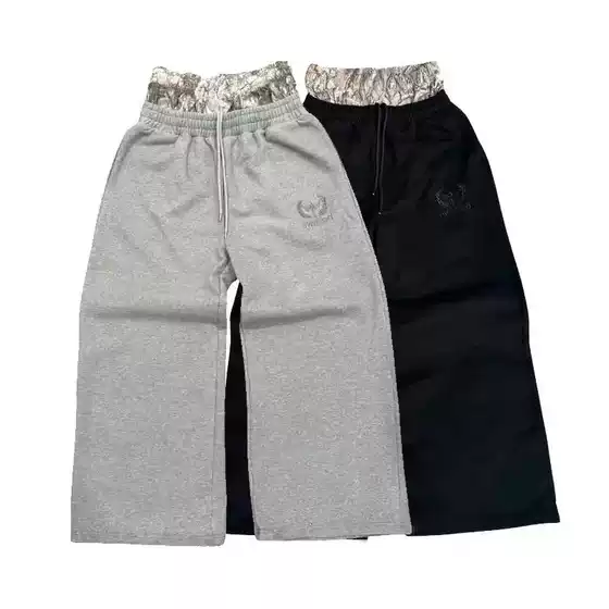 Cross-border AliExpress Street Fashion Embroidered Double Waist Drawstring Casual Straight Leg Pants Men's Sports Casual Trousers