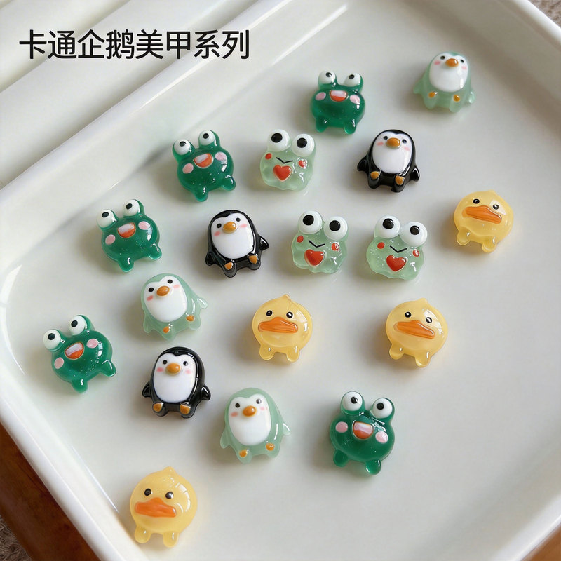 Cartoon Nail Art Accessories Cute Cartoon Little Penguin Frog Nail Art Resin Accessories Wearable Nail Accessories Nail Decorations