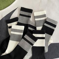 條紋襪子男秋冬款日系韓版中筒襪百搭ins潮長筒加厚冬天運動長襪