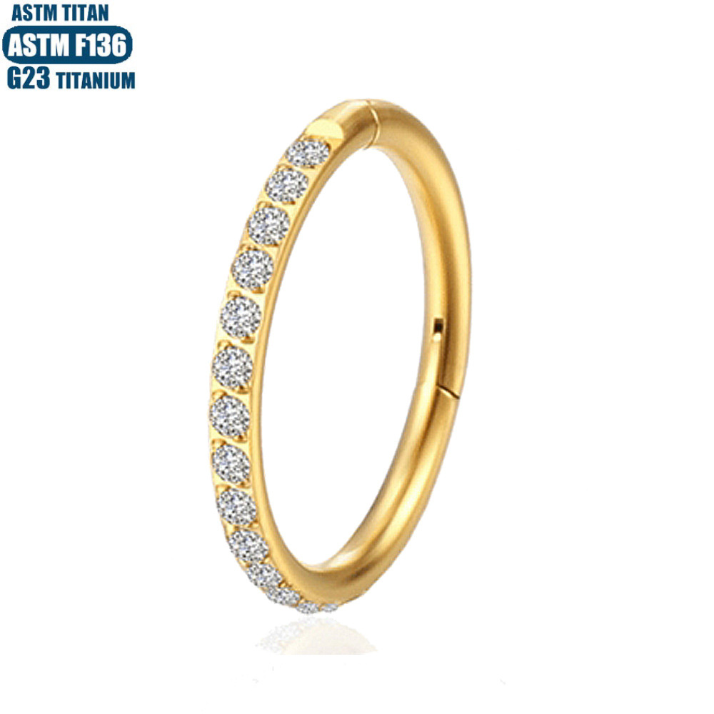 F136 Titanium Nose Ring Multi-Layer Diamond-Studded Seamless Ring Nose Septum Ring Ear Cartilage Piercing Earring Piercing Jewelry Ear Bone Ring detail image 15