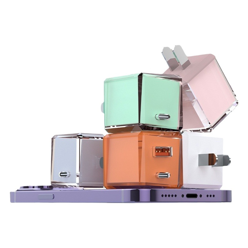 Cargador de teléfono móvil 20W cabeza de carga pequeño cubo de hielo pd cabeza de carga rápida adecuado para iphone Apple 14 cargador de teléfono móvil