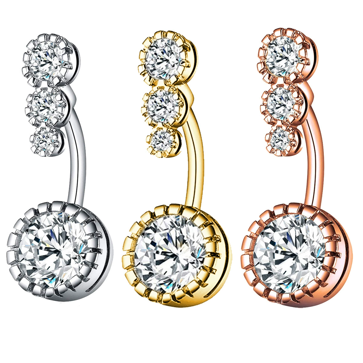 Трансграничные горячие продажи Классические круглые четыре циркония пупка кольцо творческие из нержавеющей стали пупок пирсинг ювелирные изделия онлайн оптом