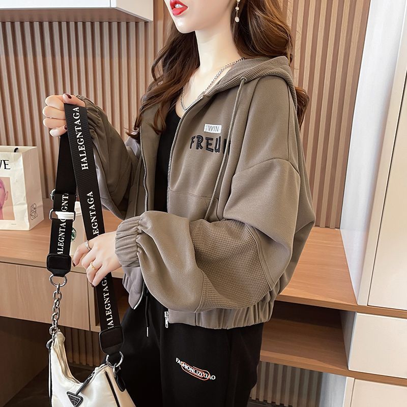 外套女2025春秋款外穿设计感短款开衫连帽卫衣韩版显瘦减龄ins潮|undefined