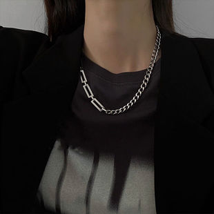 Hollow Chain Splicing Unisex Necklace Men and Women Trendy and Handsome Ins Cool Style Hip-Hop Popular Sweatshirt Clavicle Chain Pingrun