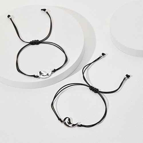 Cross-border card couple bracelet alloy oil drop yin yang Tai Chi fish handmade adjustable bracelet hand chain