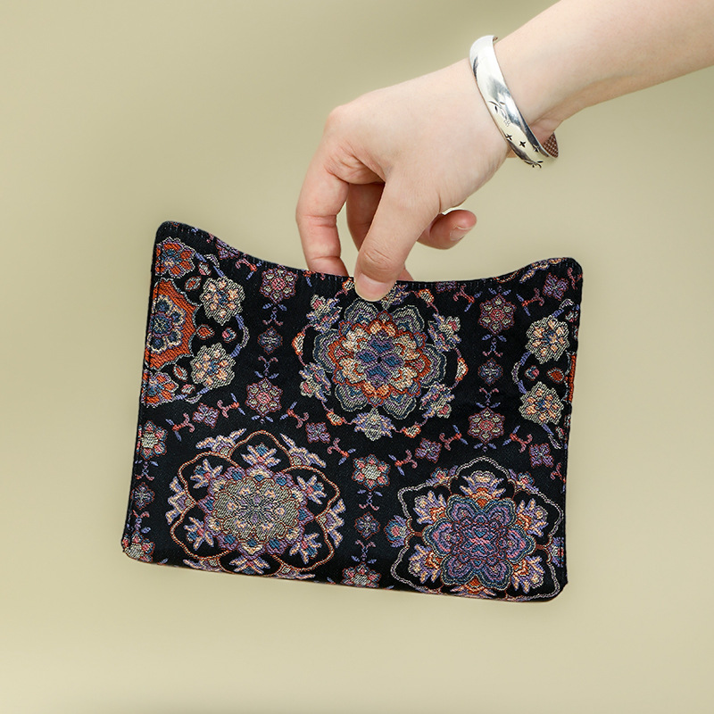 Yishengtang Handmade Brocade Tissue Storage Bag Chinese Style Light Luxury Cosmetic Storage Bag Paper National Trend Treasure Flower Tissue Box