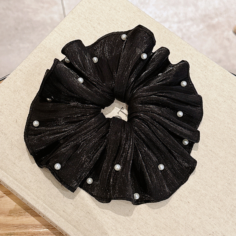 367 스트리머 거즈 플리츠 헤어타이 20CM-블랙