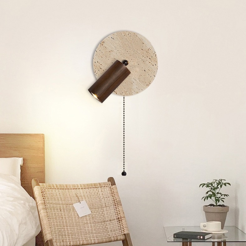Residencias pasillo lámpara de pared faro de lámpara de pared redonda ovalada dormitorio de fondo de piedra de la villa amarilla cabecera de cama japonesa