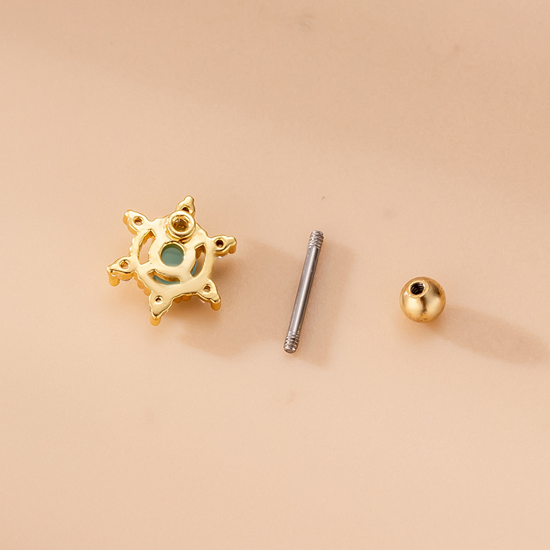4g Weight Zircon Inlay Material 1 Piece Ear Cartilage Rings & Studs Fashion Geometric Water Droplets 316L Stainless Steel Copper Inlaid Zircon