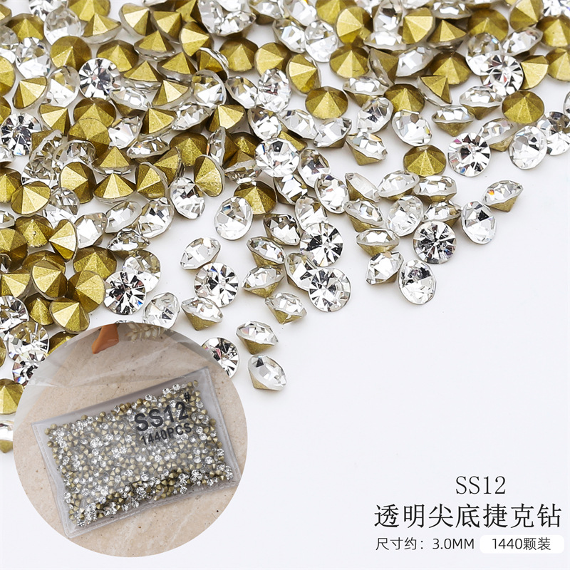 1440 Internet celebridad señaló blanco diamante joyería uñas pila diamante checo Super brillante estrellado relleno cristal transparente rhinestone