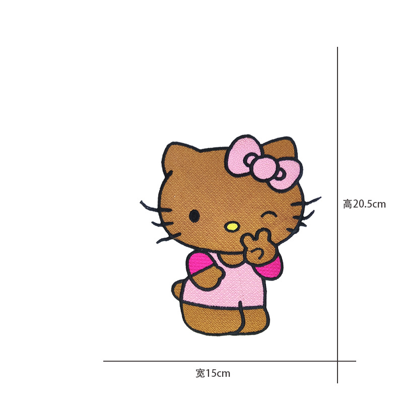 Cartoon al por mayor bordado por computadora kt pegatinas de tela de gato Sanliogou diy pegatinas de parche tejido cesta de ropa adorno accesorios pegatinas