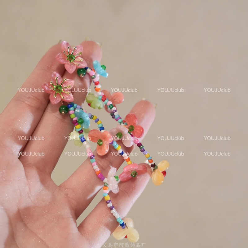 度假风圆形流苏吊坠耳环时尚多巴胺小众耳钉百搭高级感个性耳饰女|undefined