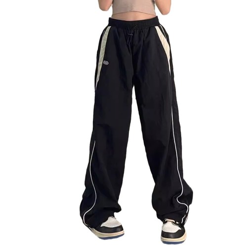Harajuku Retro Streetwear Casual Joggers Hip-Hop Elastic-Waist Sweatpants High-Waisted Loose-Fit Straight-Leg Wide-Leg Pants – Now Available
