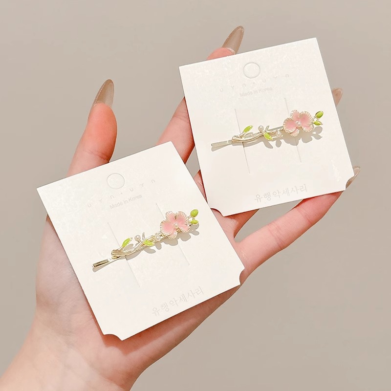 Accesorios para el cabello de perlas de loto, borde lateral de metal, cabello de alta calidad, horquilla de cabello de nicho simple, horquilla rosa fresca