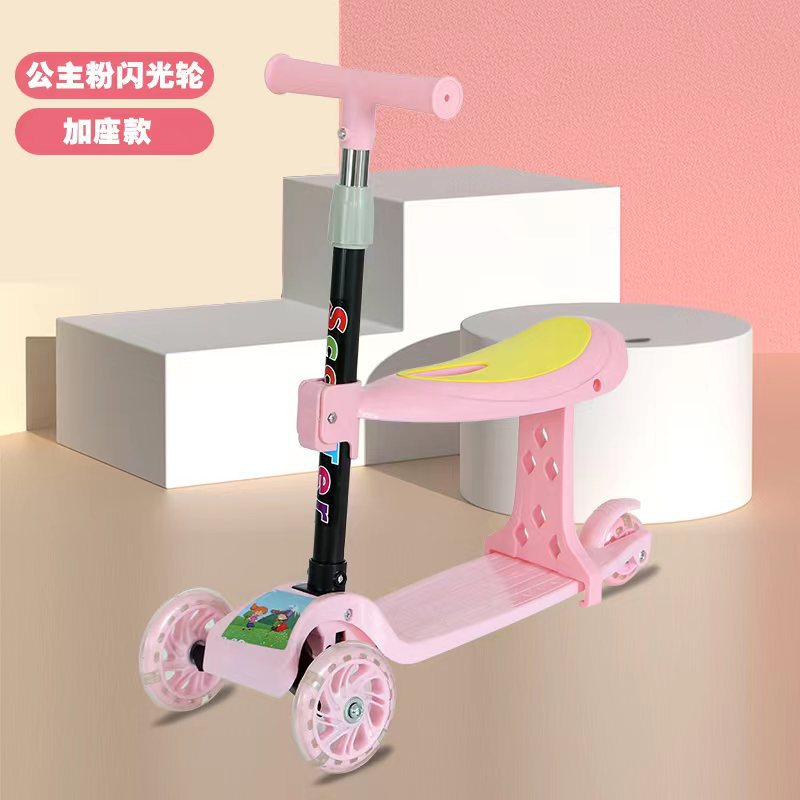 Regalo al por mayor plegable para niños scooter 2-8 años de edad de tres ruedas flash bicicleta bebé scooter de juguete cochecito