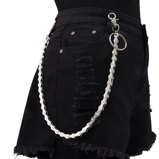 新款欧美时尚金属带环单车裤链 嘻哈街舞男士演出配饰自行车挂链