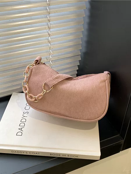 2026 Korean-Style Artistic Crossbody Bag, Simple Casual Corduroy Shoulder Bag for Women, Solid Color Versatile Handbag, Small Underarm Bag
