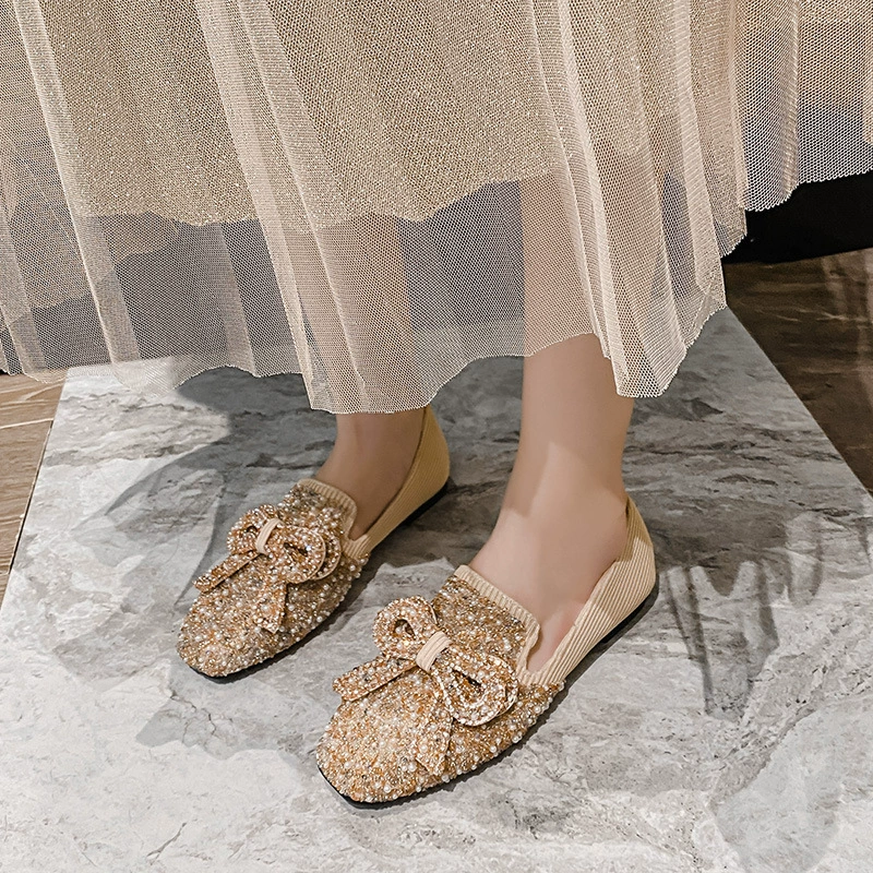 Чисто-красные однослойные туфли, женские весенне-осенние мягкие туфли на плоской подошве для позднего сна, женские туфли больших размеров 41-43