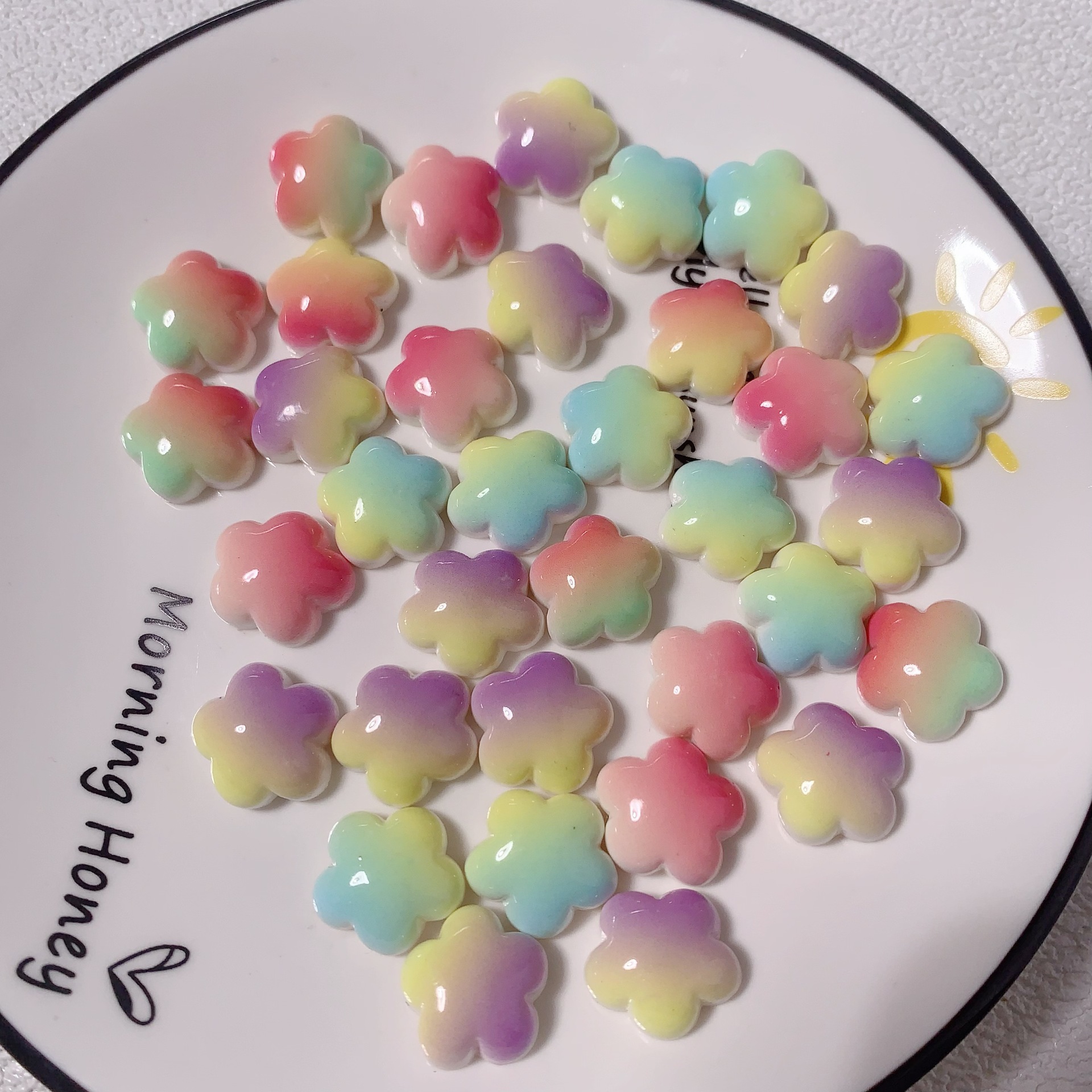 Nuevo macaron doble gradiente estrella accesorios de resina DIY horquilla accesorios para el cabello teléfono móvil Shell llavero casero material