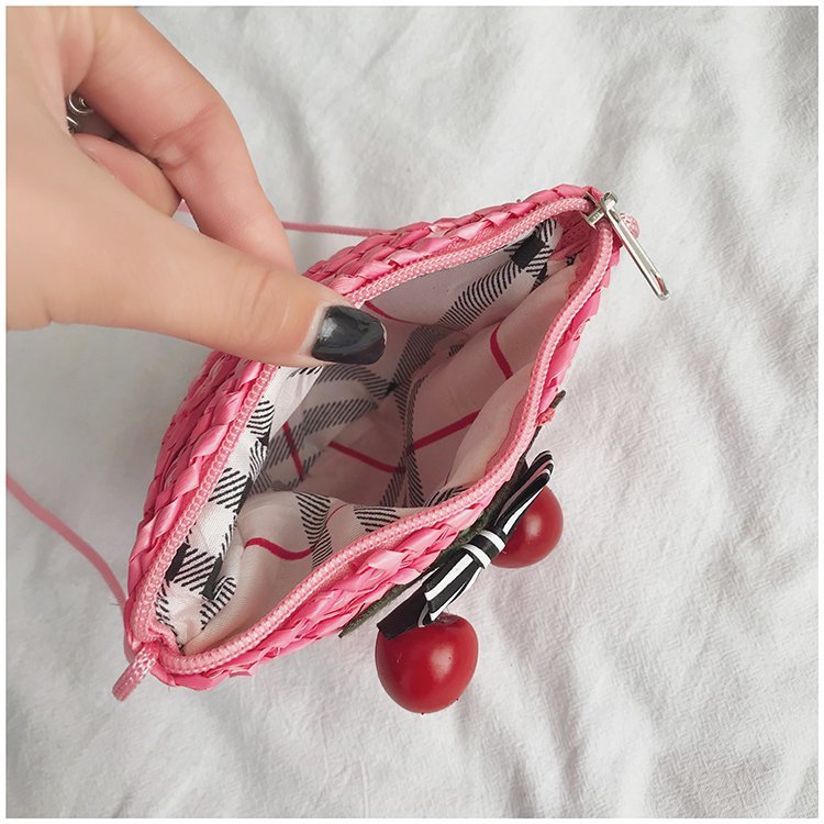 Fabrik Großhandel neue süße Kirsche Stroh Tasche Geldbörse Sommer Crossbody Stroh Tasche gewebte Tasche Urlaub Strandtasche_voghion.com